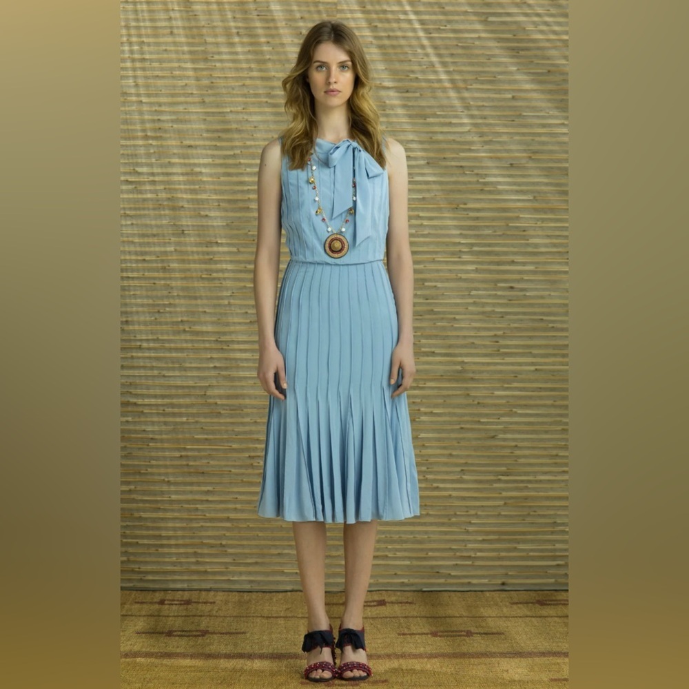 Tory Burch | 2014 Resort Collection Silk Pleated Sleeveless Dress